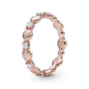 Pandora Sparkling Seashell Band Ring, Rose Gold-Plated Size 9